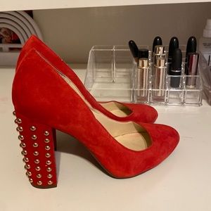 Red Jessica Simpson heels. Chucky heel